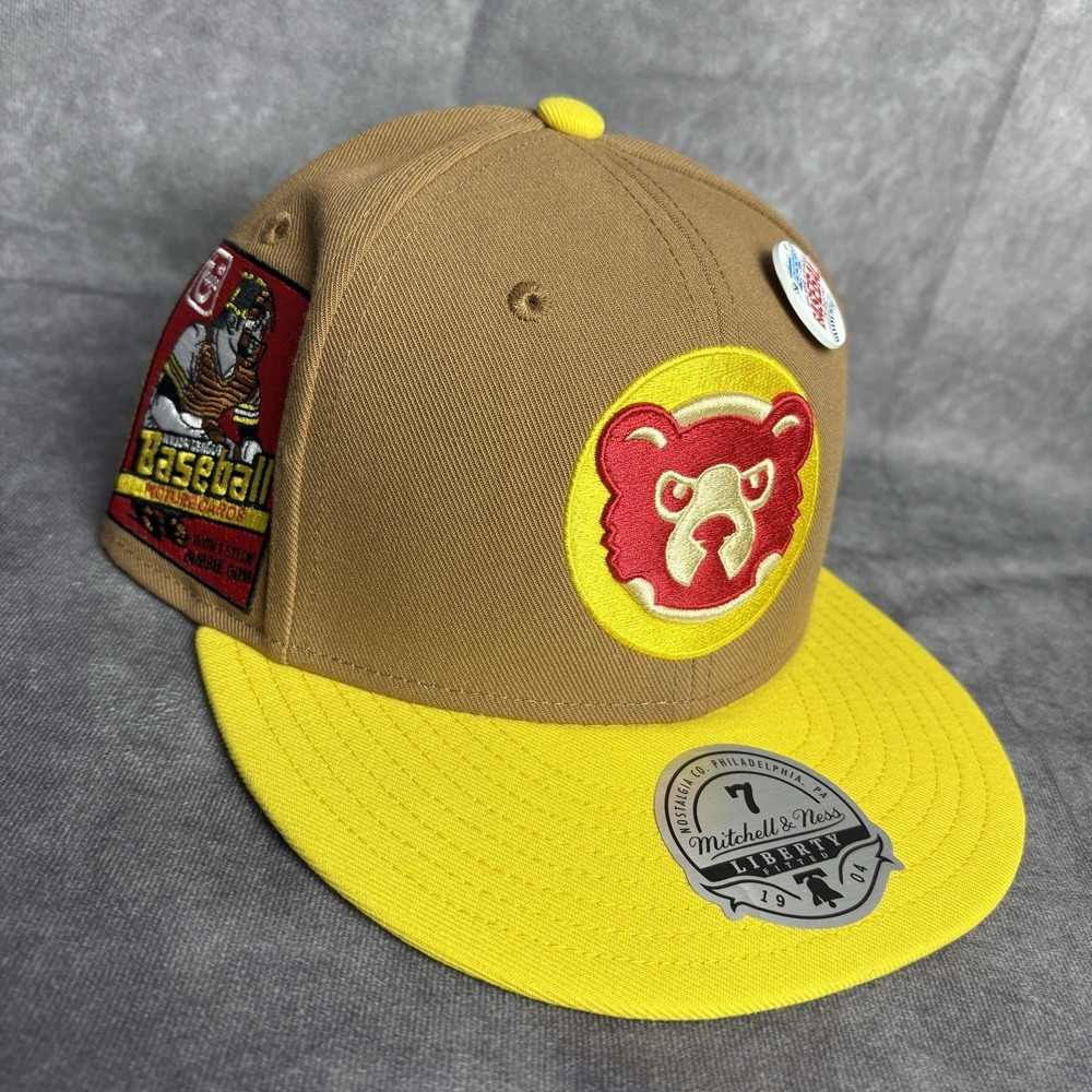 Chicago Cubs Hat Fitted 7‎ Brown Yellow Mitchell & Ness MLB Wrigley Field NEW